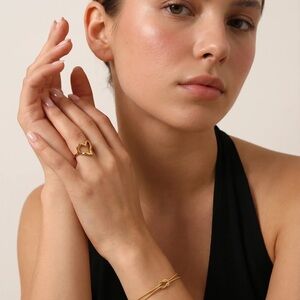 18K Gold Plated Heart Melted Open Ring